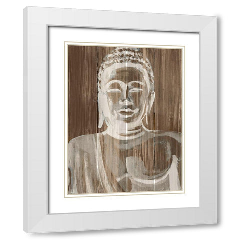 Buddha on Wood III White Modern Wood Framed Art Print with Double Matting by Warren, Annie