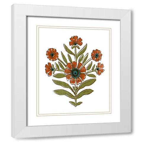 Stamped Bouquet I White Modern Wood Framed Art Print with Double Matting by Barnes, Victoria