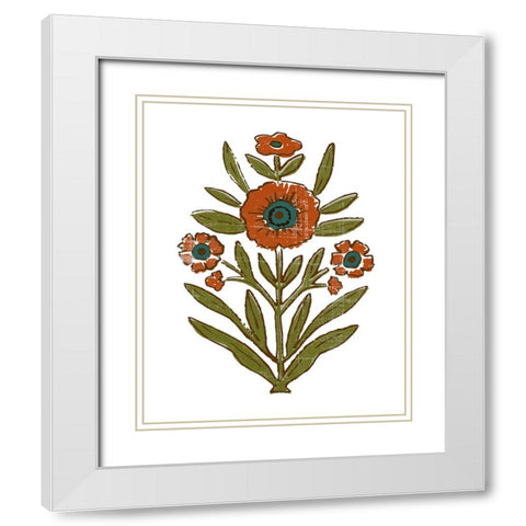 Stamped Bouquet II White Modern Wood Framed Art Print with Double Matting by Barnes, Victoria