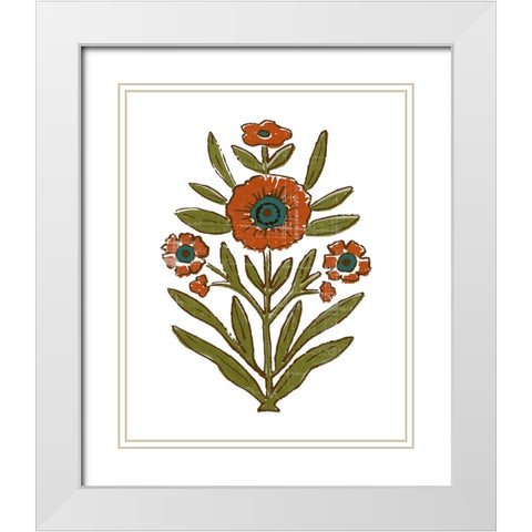 Stamped Bouquet II White Modern Wood Framed Art Print with Double Matting by Barnes, Victoria