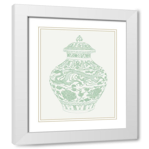 Mint Vases II White Modern Wood Framed Art Print with Double Matting by Wang, Melissa