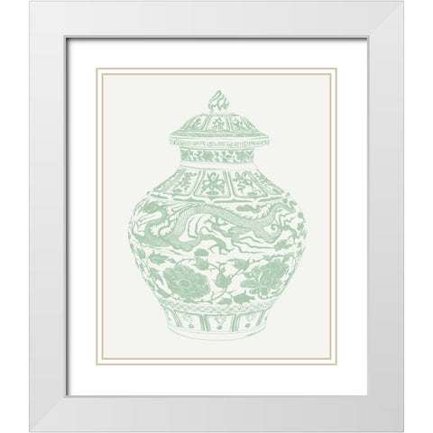 Mint Vases II White Modern Wood Framed Art Print with Double Matting by Wang, Melissa