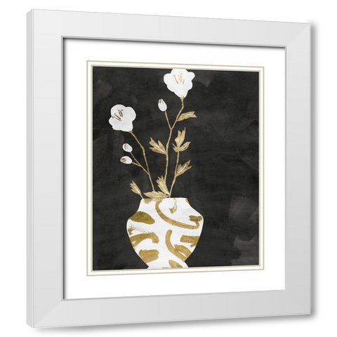 Golden Vase I White Modern Wood Framed Art Print with Double Matting by Wang, Melissa