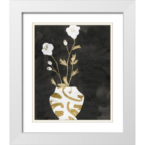 Golden Vase I White Modern Wood Framed Art Print with Double Matting by Wang, Melissa