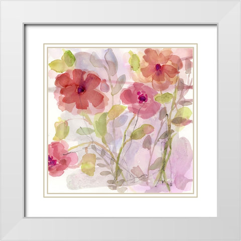 Autumn Blooms I White Modern Wood Framed Art Print with Double Matting by Quin, Marabeth