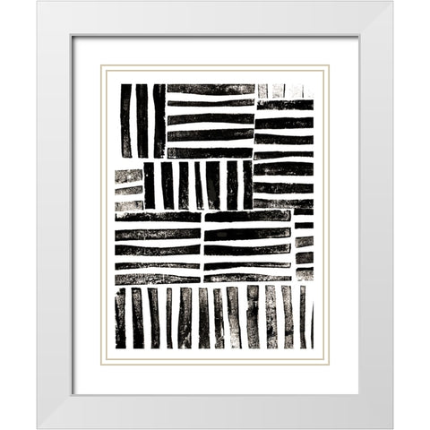 Lino Cut Chaos White Modern Wood Framed Art Print with Double Matting by Haase, Andrea