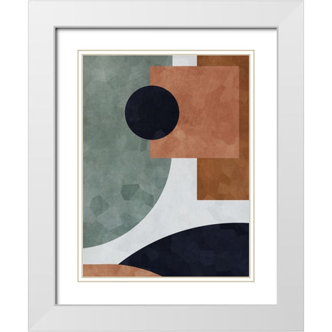 Abstract of Shapes II White Modern Wood Framed Art Print with Double Matting by Aldridge, Ashley