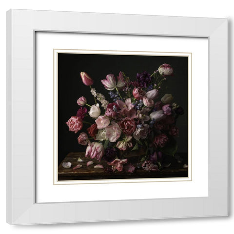 Spring Fling Blooms I White Modern Wood Framed Art Print with Double Matting by McLean, Leah