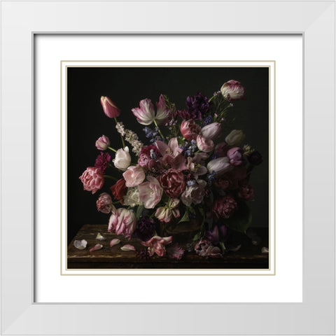 Spring Fling Blooms I White Modern Wood Framed Art Print with Double Matting by McLean, Leah