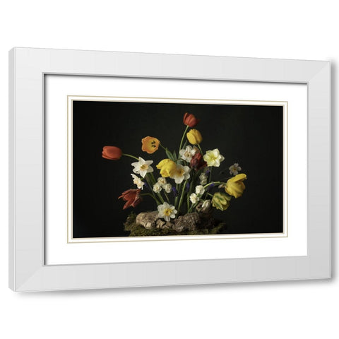 Spring Fling Blooms III White Modern Wood Framed Art Print with Double Matting by McLean, Leah