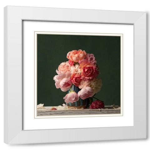Just Petals I White Modern Wood Framed Art Print with Double Matting by McLean, Leah