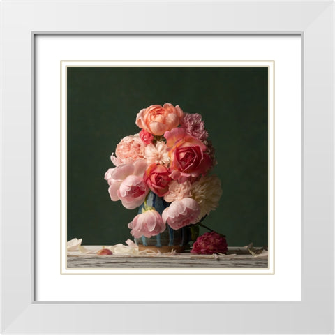 Just Petals I White Modern Wood Framed Art Print with Double Matting by McLean, Leah