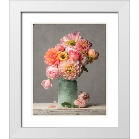Just Petals III White Modern Wood Framed Art Print with Double Matting by McLean, Leah