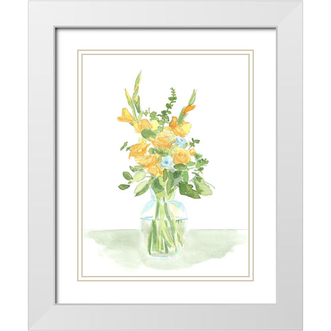 Pastel Bouquet of Flowers II White Modern Wood Framed Art Print with Double Matting by Moore, Regina