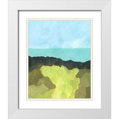 Jade Sea II White Modern Wood Framed Art Print with Double Matting by Moore, Regina
