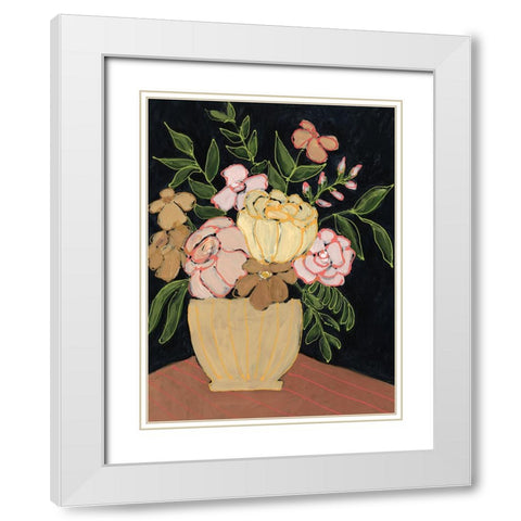 Floral Outlined II White Modern Wood Framed Art Print with Double Matting by Moore, Regina