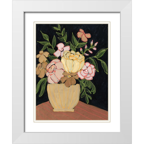 Floral Outlined II White Modern Wood Framed Art Print with Double Matting by Moore, Regina