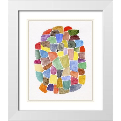 Cluster I White Modern Wood Framed Art Print with Double Matting by Galapon, Nikki