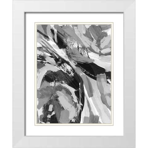 Grey Strokes I White Modern Wood Framed Art Print with Double Matting by Galapon, Nikki