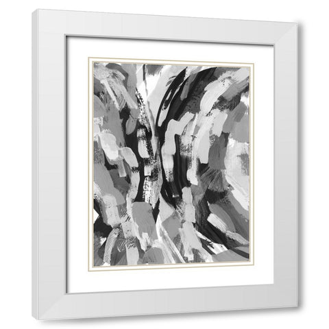 Grey Strokes II White Modern Wood Framed Art Print with Double Matting by Galapon, Nikki