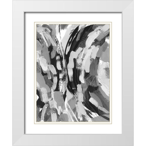 Grey Strokes II White Modern Wood Framed Art Print with Double Matting by Galapon, Nikki