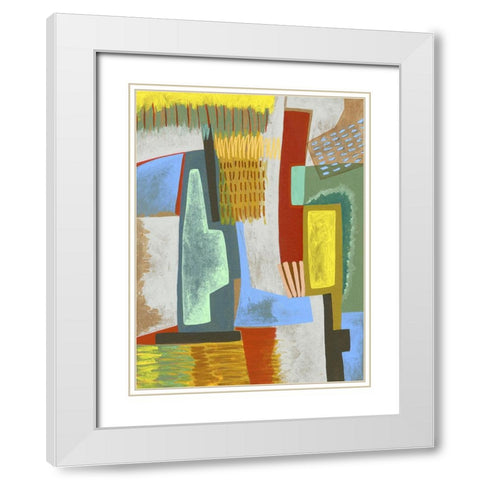 Colorful Composition White Modern Wood Framed Art Print with Double Matting by Galapon, Nikki