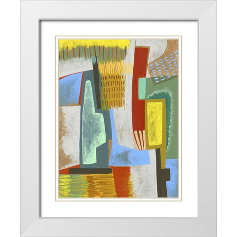 Colorful Composition White Modern Wood Framed Art Print with Double Matting by Galapon, Nikki