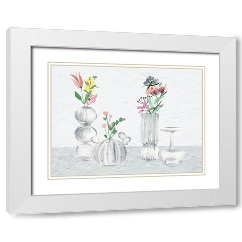 Wildflower And Vases II White Modern Wood Framed Art Print with Double Matting by Wang, Melissa