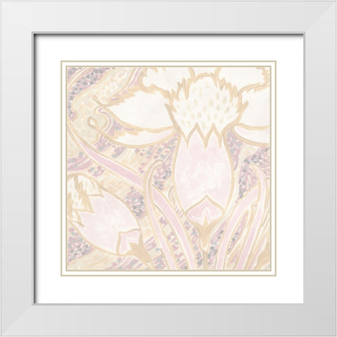 Parisian Nouveau Floral I White Modern Wood Framed Art Print with Double Matting by Vess, June Erica