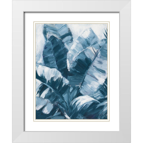 Blue Palms I White Modern Wood Framed Art Print with Double Matting by Wilkins, Suzanne