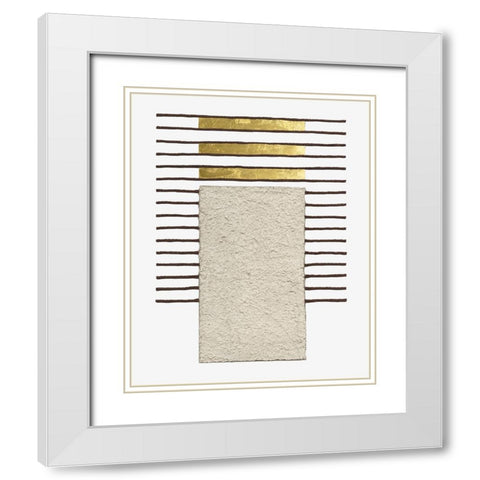 Monolithic Gold I White Modern Wood Framed Art Print with Double Matting by Saunders, Alonzo