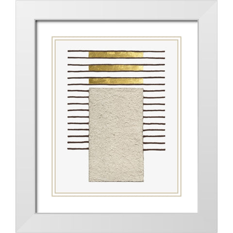 Monolithic Gold I White Modern Wood Framed Art Print with Double Matting by Saunders, Alonzo