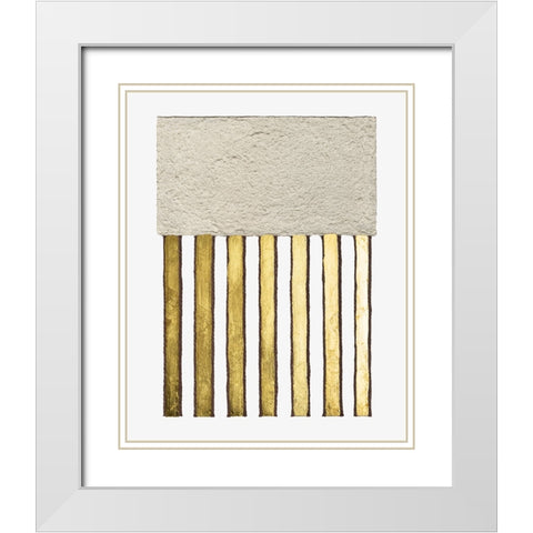Monolithic Gold II White Modern Wood Framed Art Print with Double Matting by Saunders, Alonzo