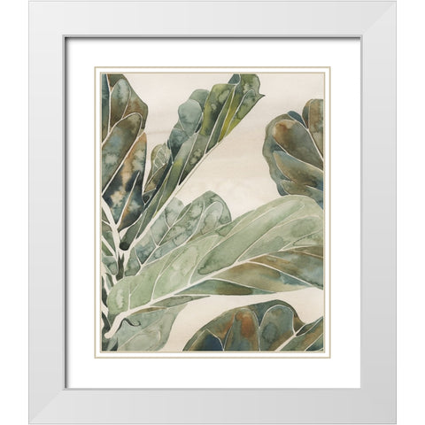Fiddle Leaf Fig II White Modern Wood Framed Art Print with Double Matting by Popp, Grace