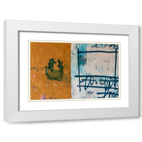 Being Ok I White Modern Wood Framed Art Print with Double Matting by Youngstrom, Kent