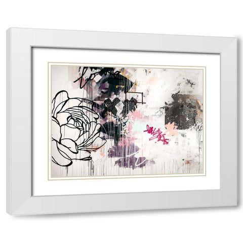 Flowertine I White Modern Wood Framed Art Print with Double Matting by Youngstrom, Kent