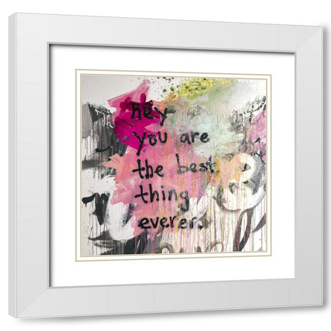 Hey I White Modern Wood Framed Art Print with Double Matting by Youngstrom, Kent