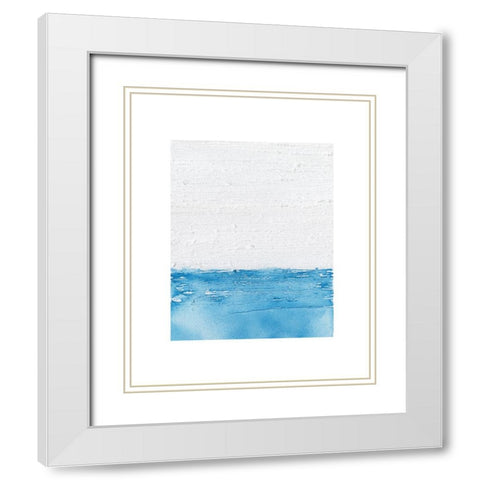 Horizon Blue I White Modern Wood Framed Art Print with Double Matting by Saunders, Alonzo