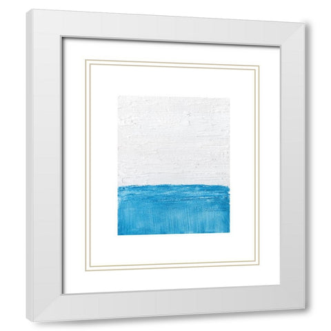 Horizon Blue II White Modern Wood Framed Art Print with Double Matting by Saunders, Alonzo