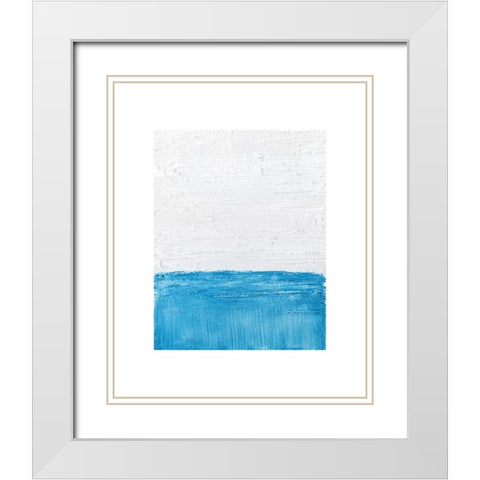 Horizon Blue II White Modern Wood Framed Art Print with Double Matting by Saunders, Alonzo