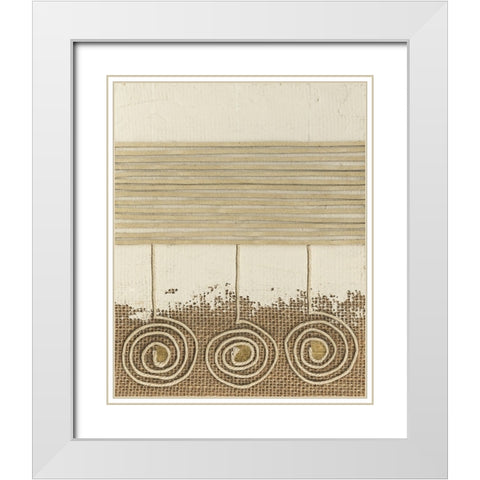 Golden Tribal Sign II White Modern Wood Framed Art Print with Double Matting by Saunders, Alonzo