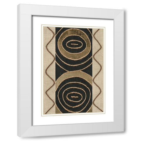 Tribal Linkage II White Modern Wood Framed Art Print with Double Matting by Saunders, Alonzo