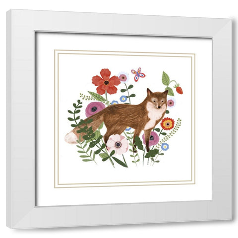 Spring Floral Critters II White Modern Wood Framed Art Print with Double Matting by Barnes, Victoria