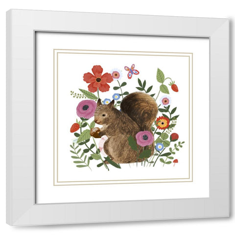 Spring Floral Critters IV White Modern Wood Framed Art Print with Double Matting by Barnes, Victoria