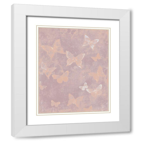 Blush Butterfly Flight I White Modern Wood Framed Art Print with Double Matting by OToole, Tim