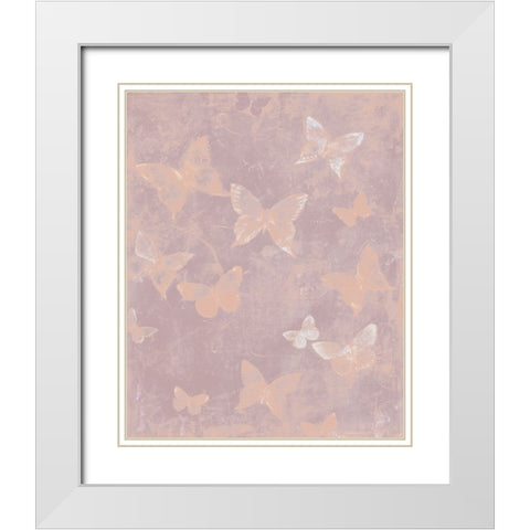 Blush Butterfly Flight I White Modern Wood Framed Art Print with Double Matting by OToole, Tim