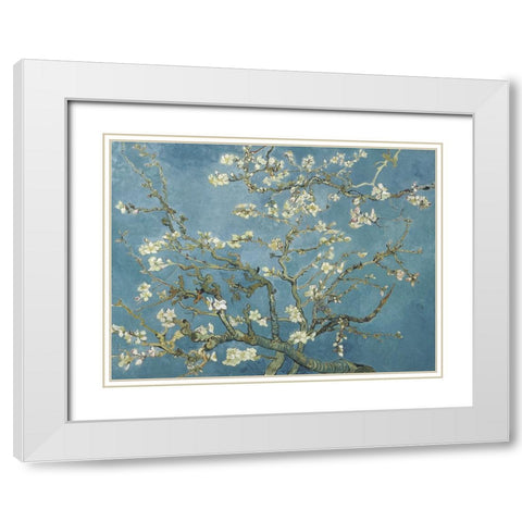 Van Goghs Almond Blossom White Modern Wood Framed Art Print with Double Matting by Van Gogh, Vincent