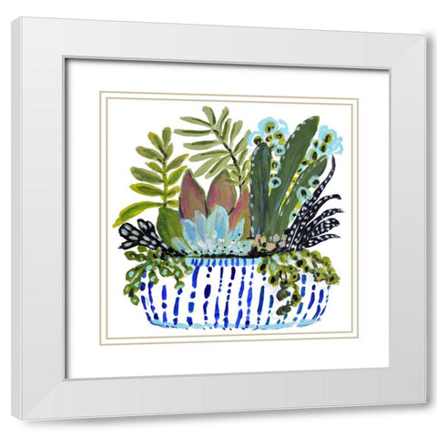 Succelents II White Modern Wood Framed Art Print with Double Matting by Fields, Karen