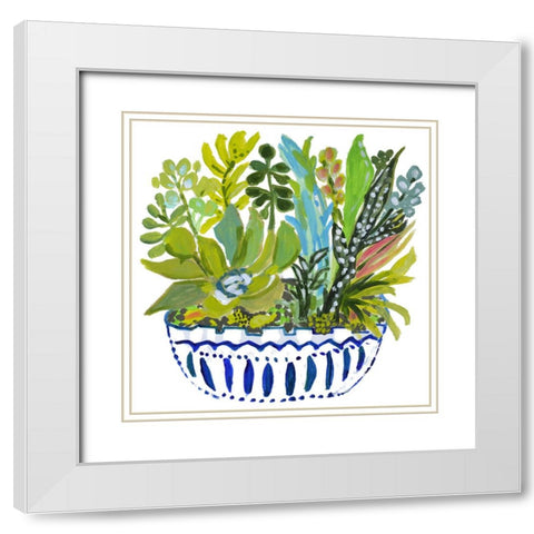Succelents III White Modern Wood Framed Art Print with Double Matting by Fields, Karen