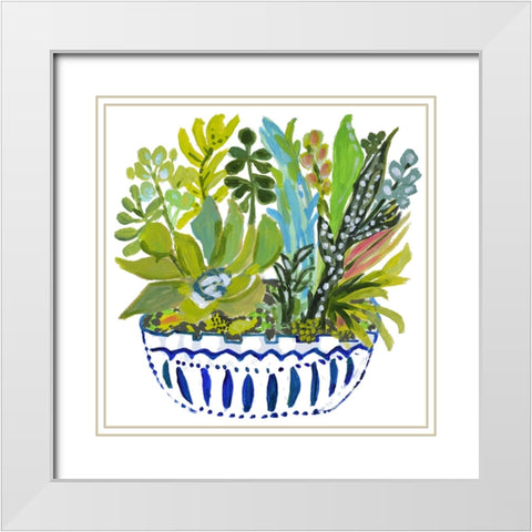 Succelents III White Modern Wood Framed Art Print with Double Matting by Fields, Karen